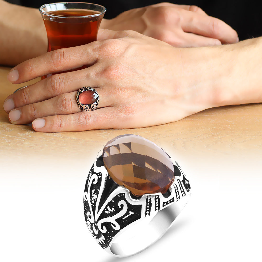Silver Men's Ring with Sultanite Stone and Gift Box