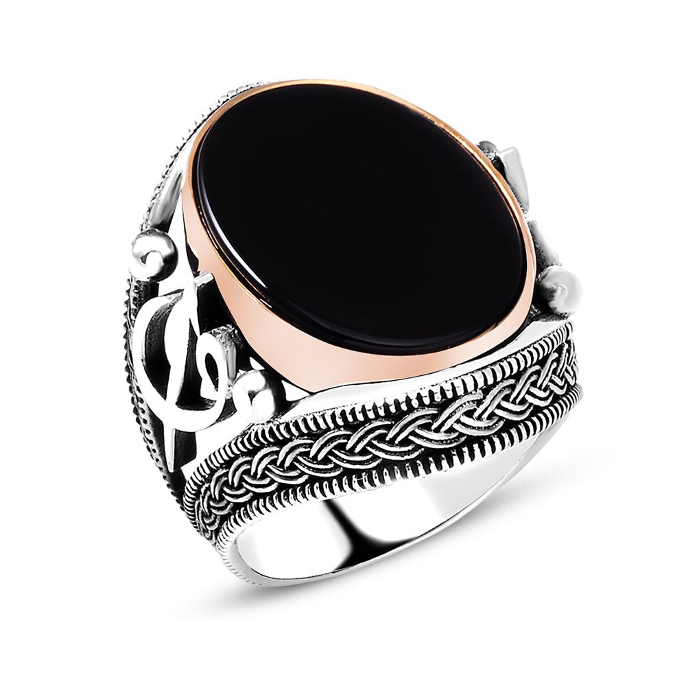 Elif"و"Silver Süveyda Ring with Embroidered Black Onyx Stone-2