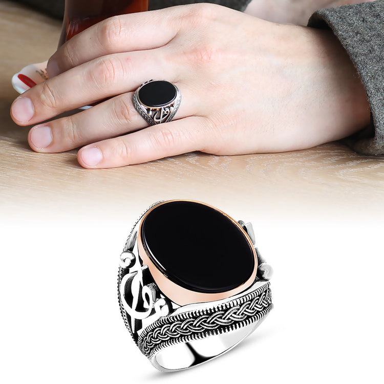Elif"و"Silver Süveyda Ring with Embroidered Black Onyx Stone