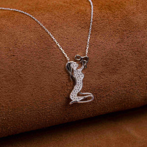 925 Sterling Silver Chain Zircon Stone Mother Child Model Necklace 1