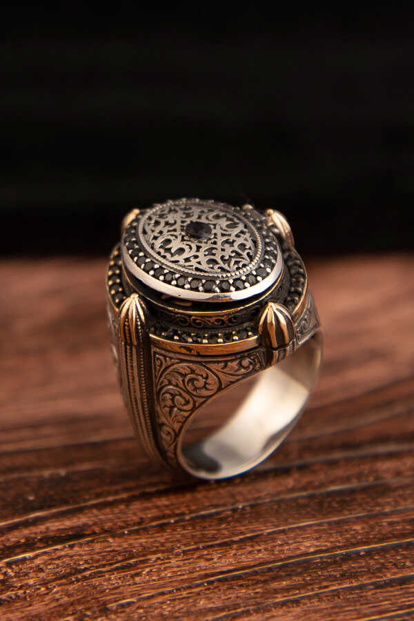 Ve Tesbih Mosque Model Sterling Silver Men's Ring 2