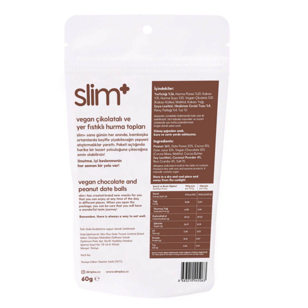 SlimPlus Raw Cocoa Chocolate And Date Bites 60g 2