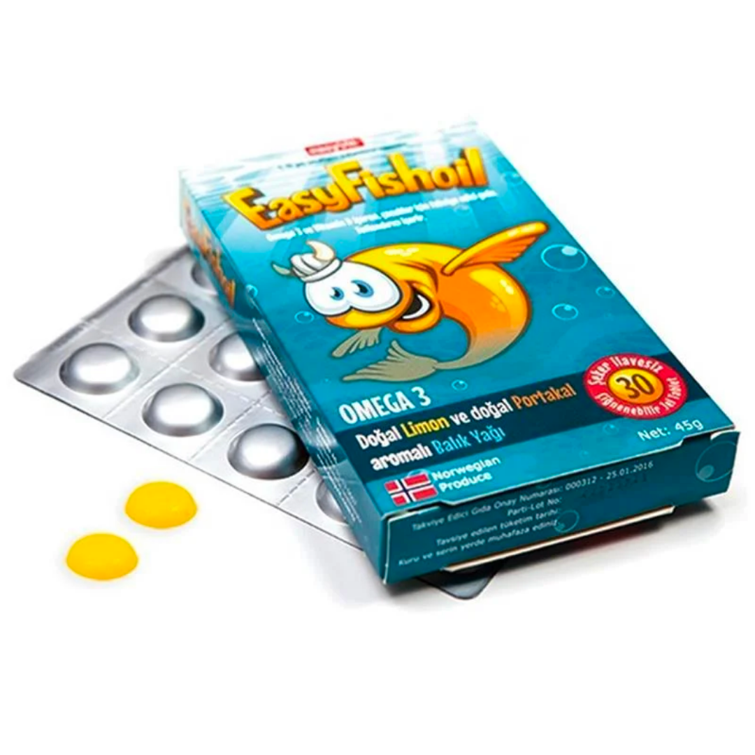 EasyFishoil Kids Omega 3 Orange Flavored Chewable Tablets