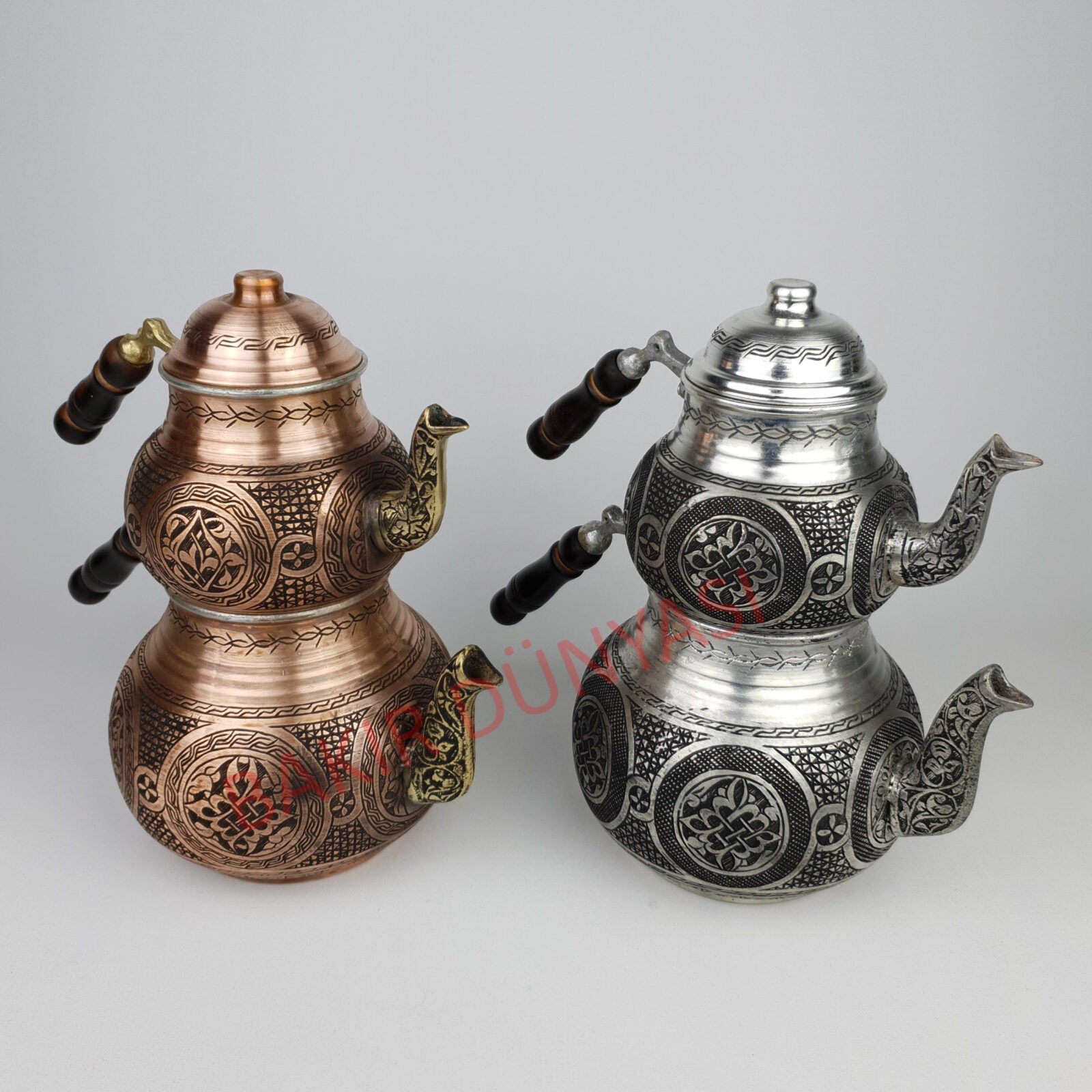 Very Heavy Embroidered Thick Copper Teapot