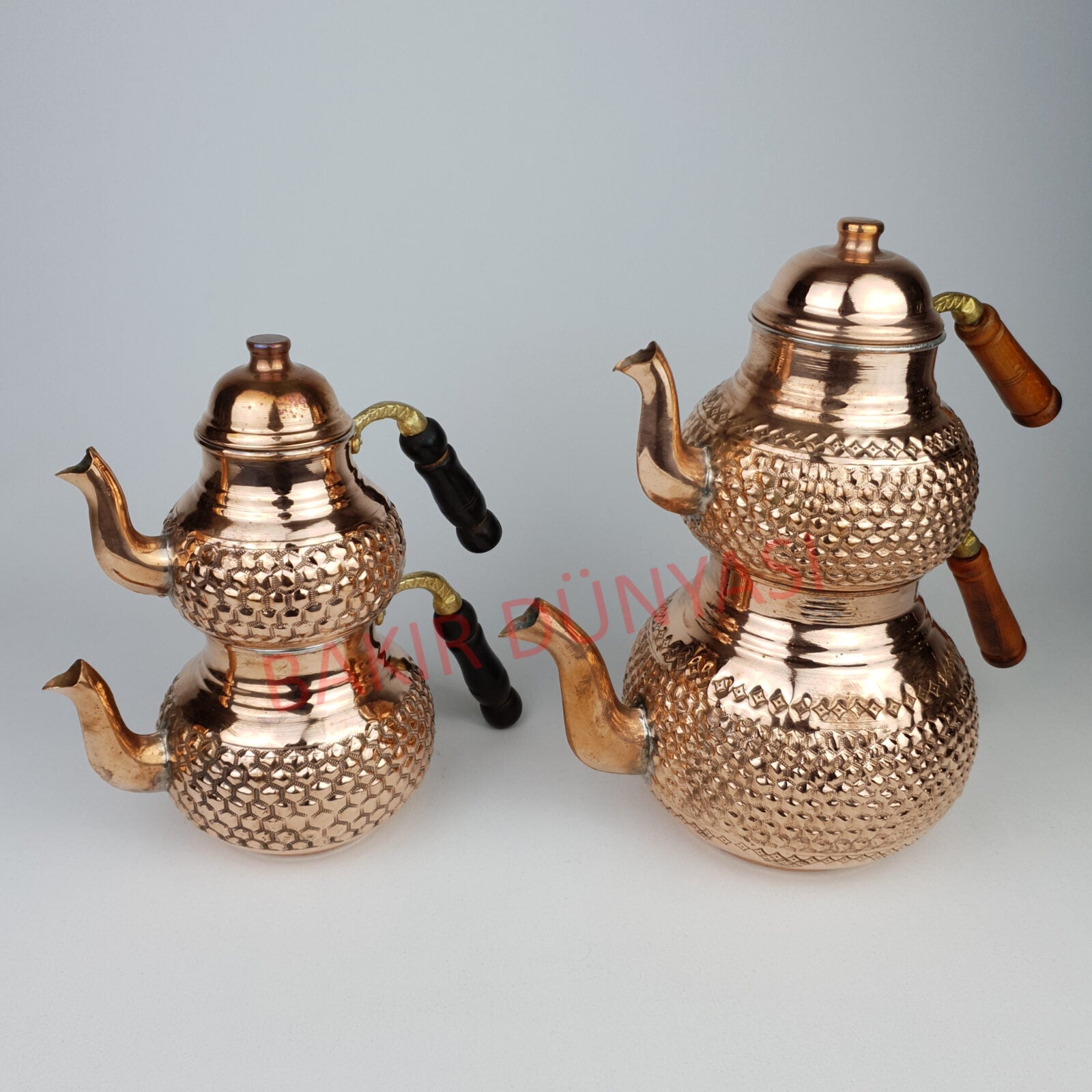 Polygonal Engraved Copper Teapot