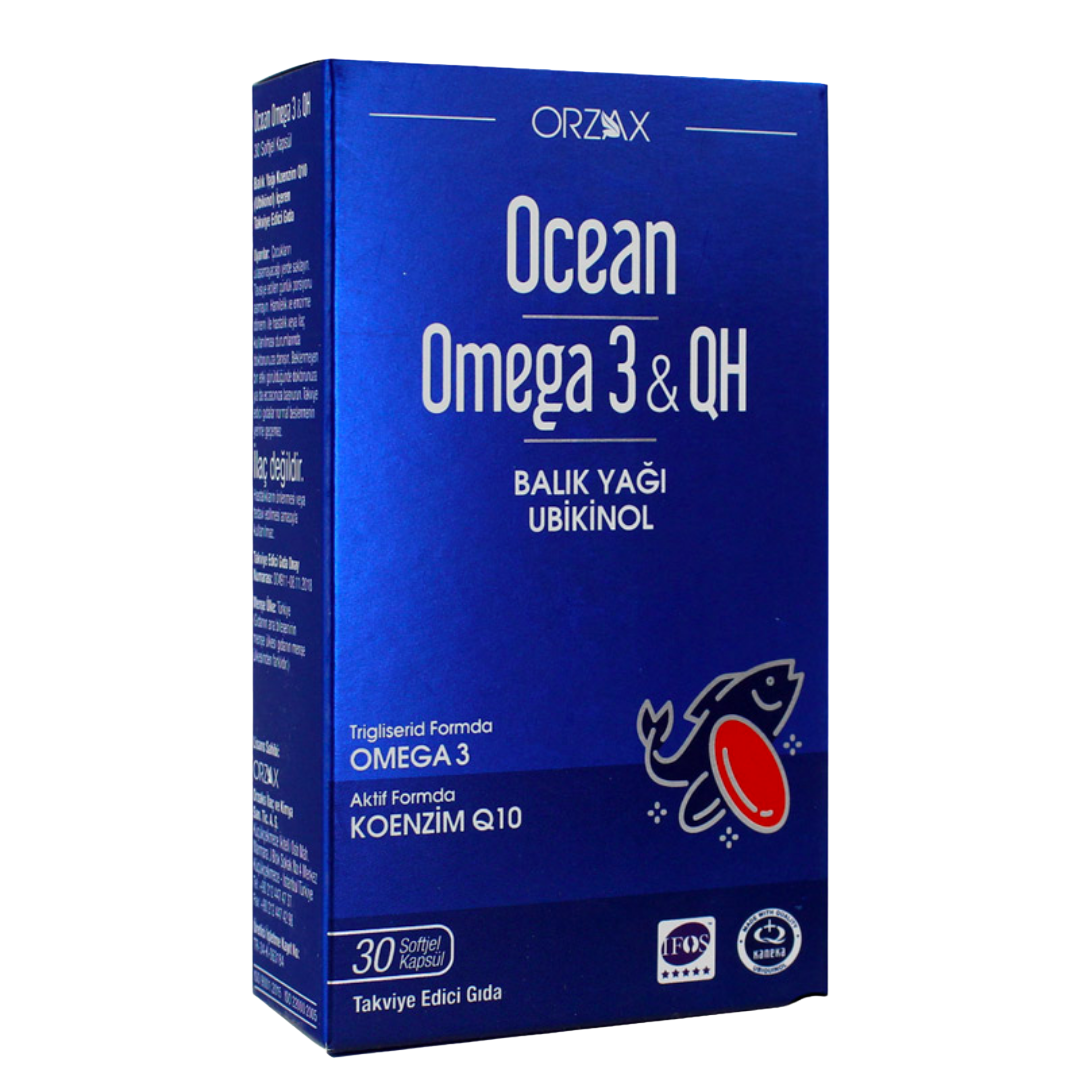 أقراص  Omega 3 and QH Softge  بعدد  30 قرص من Orzax 