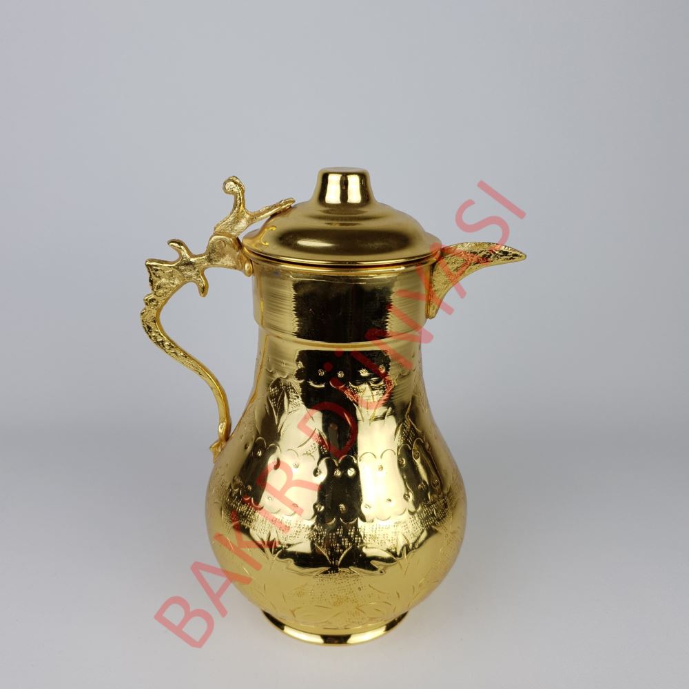 Yellow Plated Copper Jug with Lid