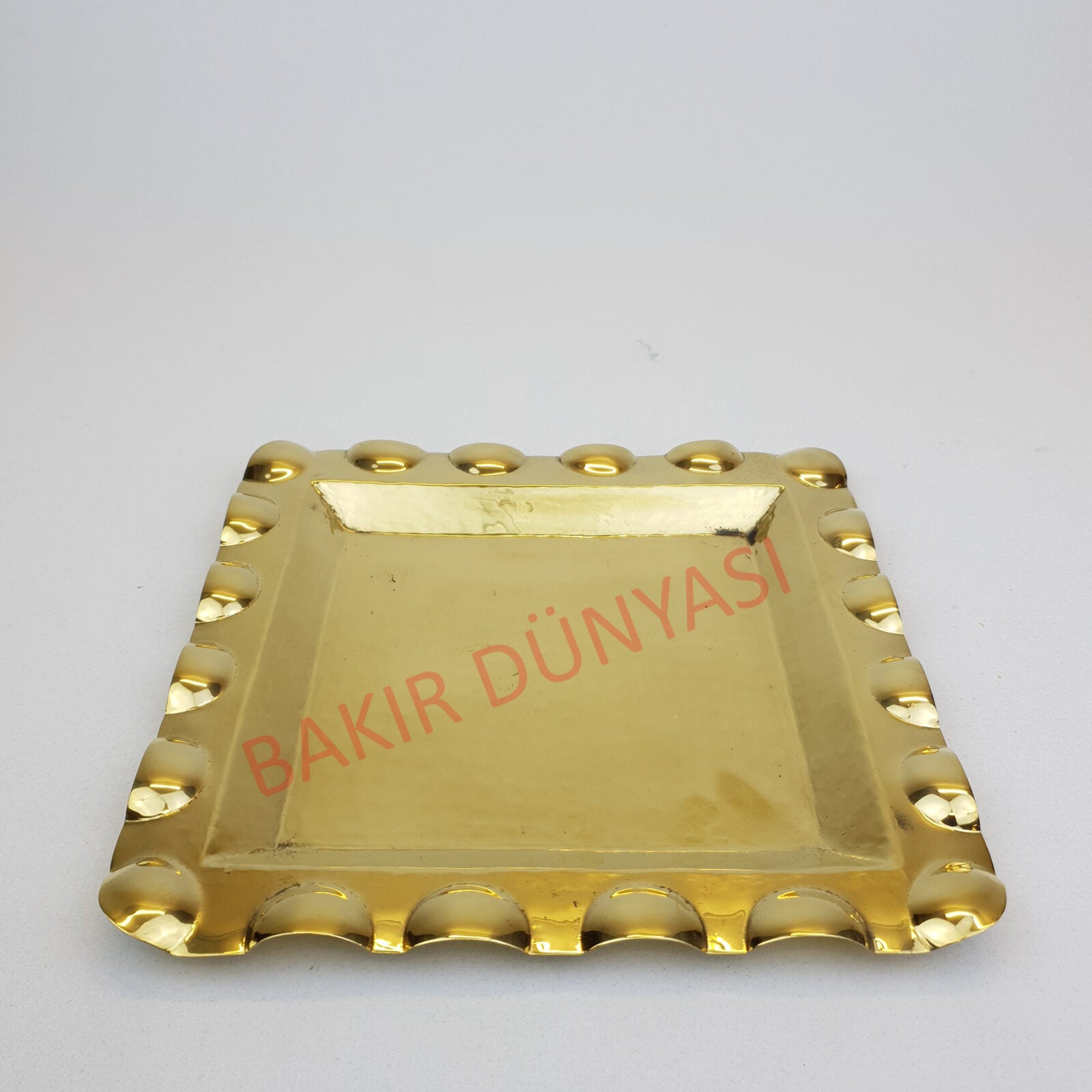 Square Brass Tray with Wavy Edge