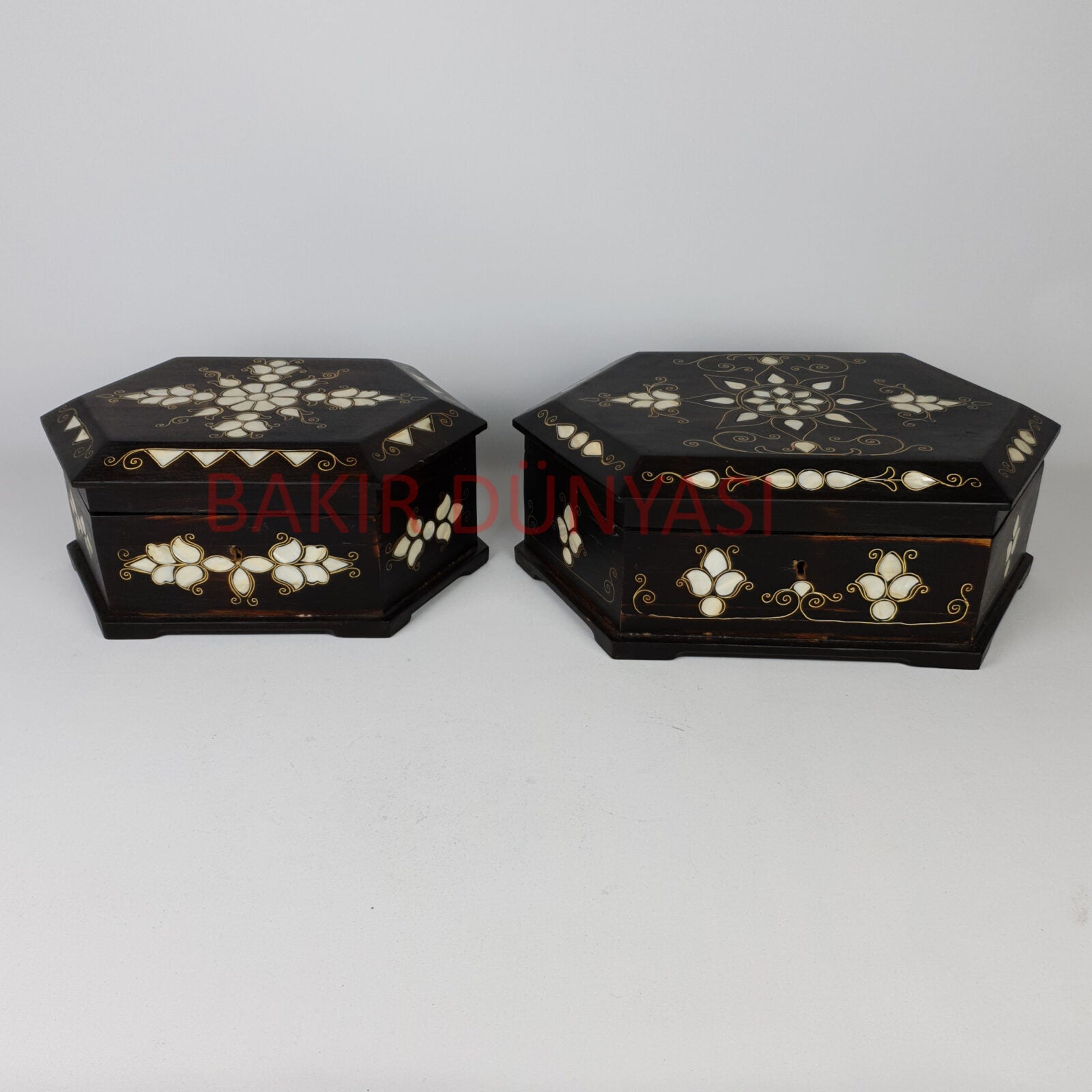 Mother of Pearl Embroidered Hexagonal Box