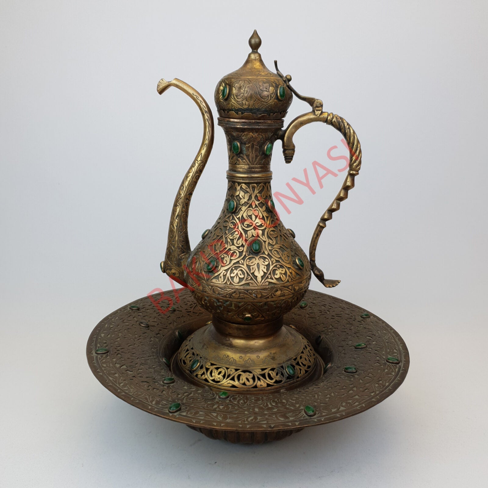 Stone Embroidered Copper Pitcher with Lenger