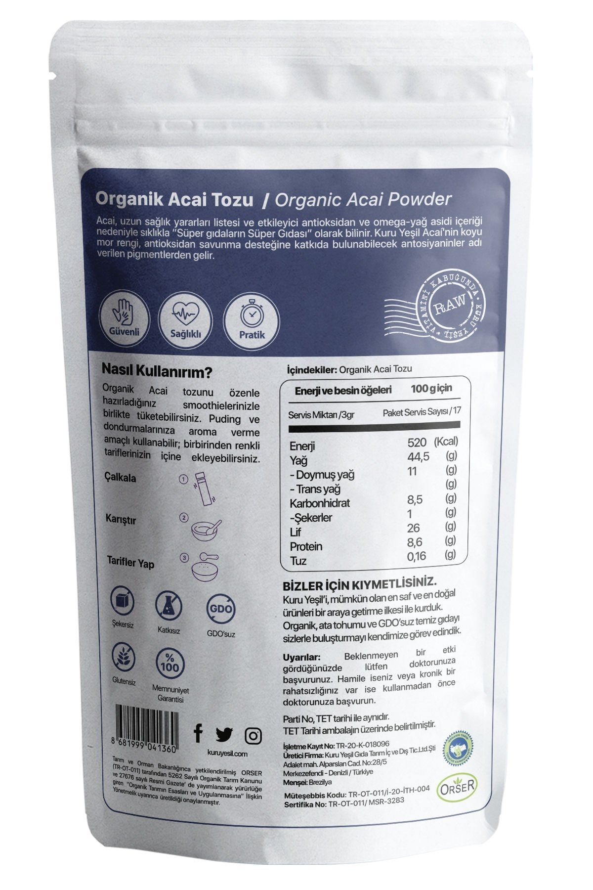 organic acai powder 50g and organic spirulina powder 100g 2