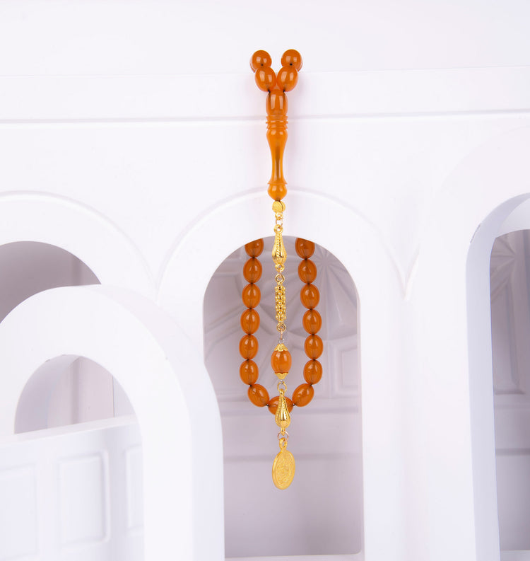 Ve Tesbih Solid Cut and Pressed Amber Prayer Beads 2