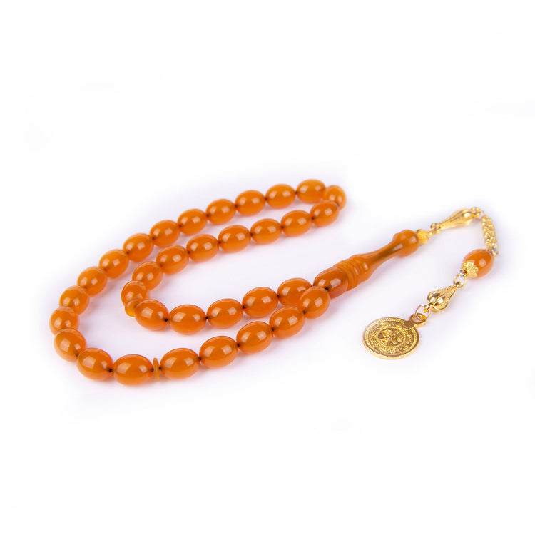Ve Tesbih Solid Cut and Pressed Amber Prayer Beads 4