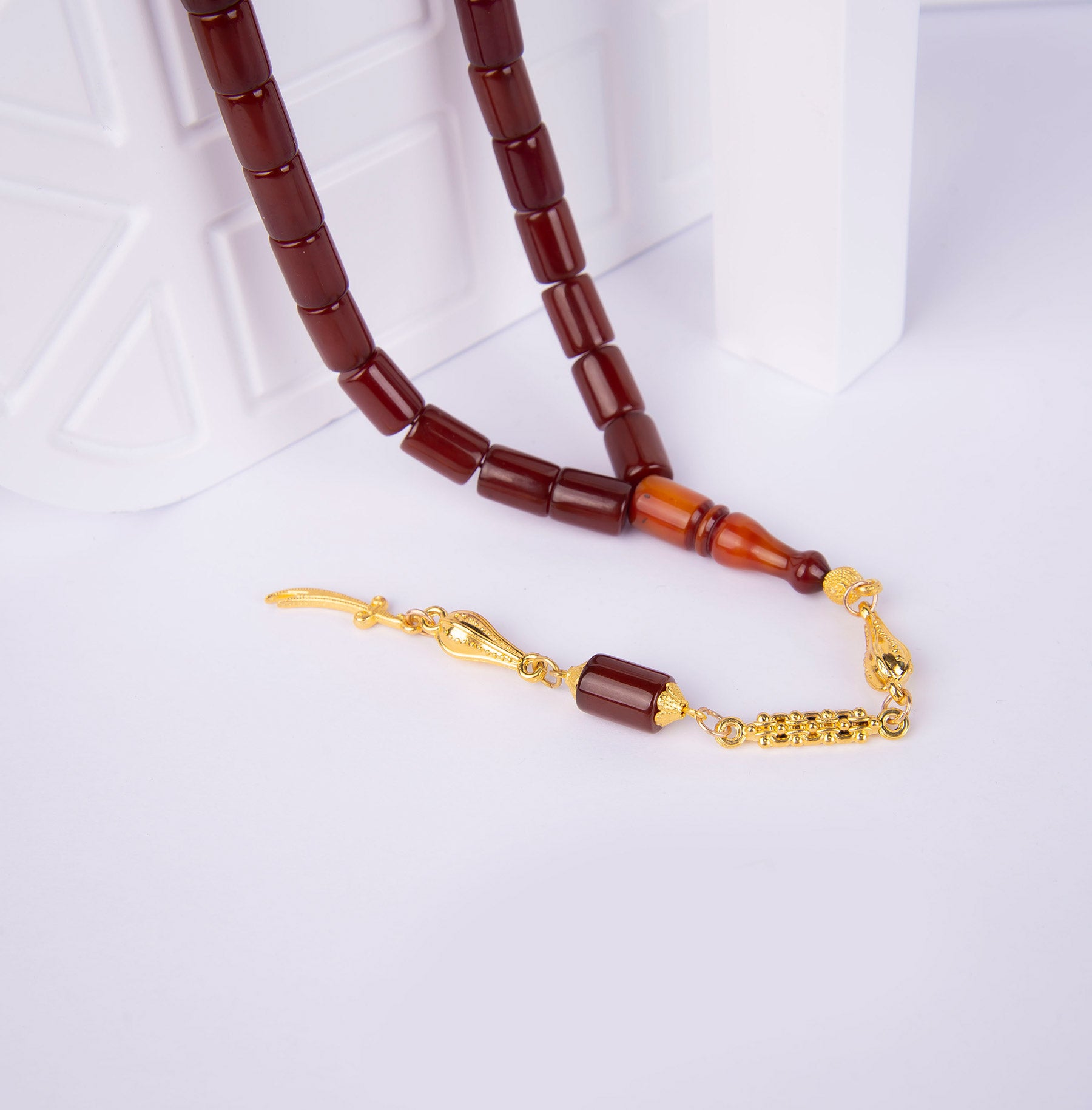 Ve Tesbih Cutting Model Crimped Amber Prayer Beads 2