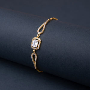 Ve Tesbih Gold Plated Zircon Stone Baguette Model Bracelet 1