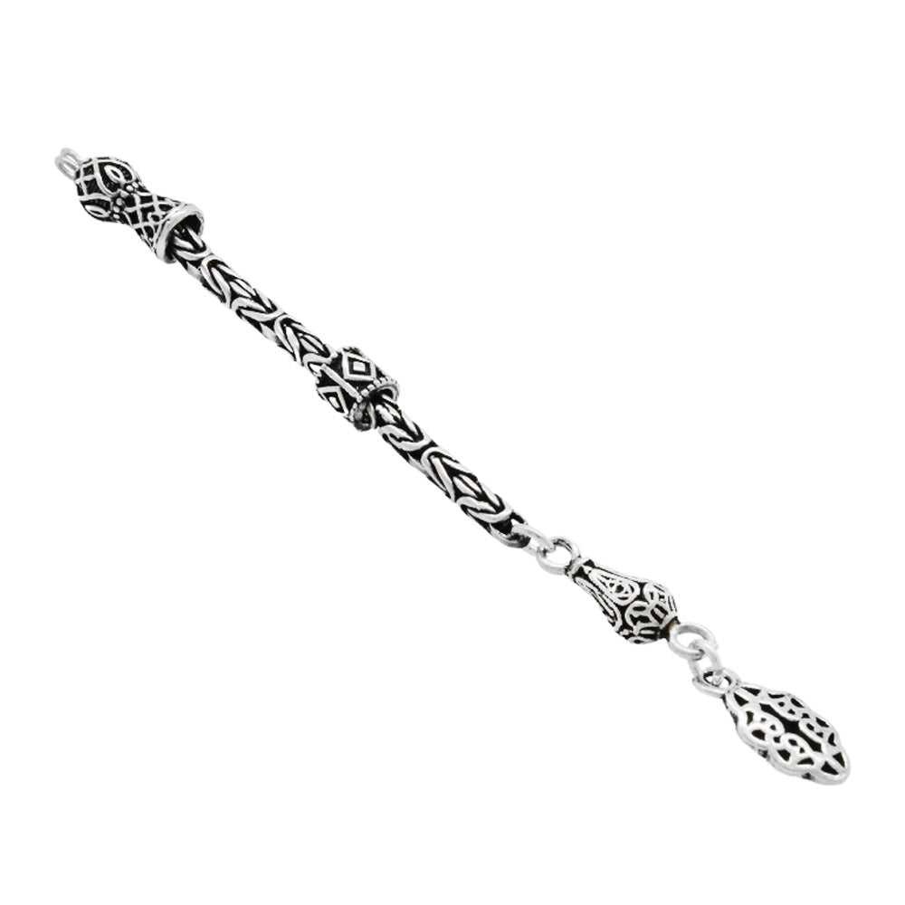 Anatolian Pattern 925 Sterling Silver Tassel with King Chain