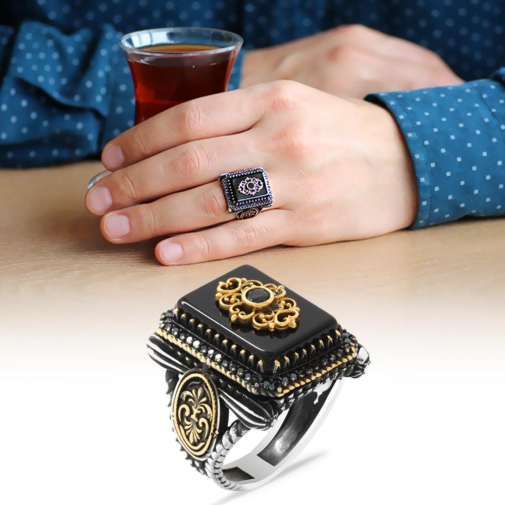925 Sterling Silver Grand Vizier Ring with Anatolian Onyx 