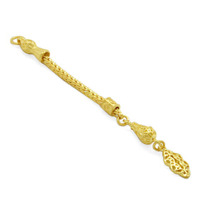 Anatolian Pattern Gold Thick Chain 925 Sterling Silver Tassel