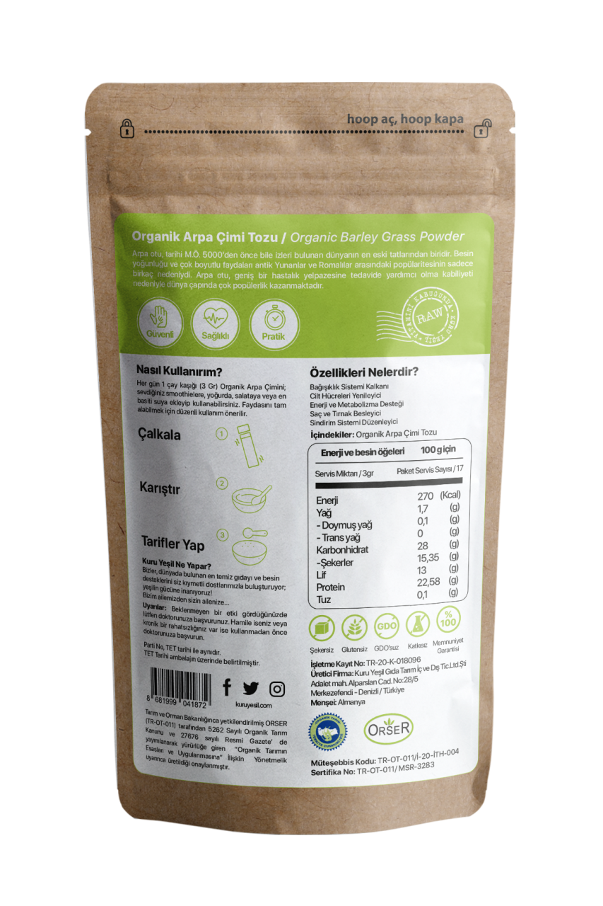 kuru yeşil dry barley grass powder 50g 2
