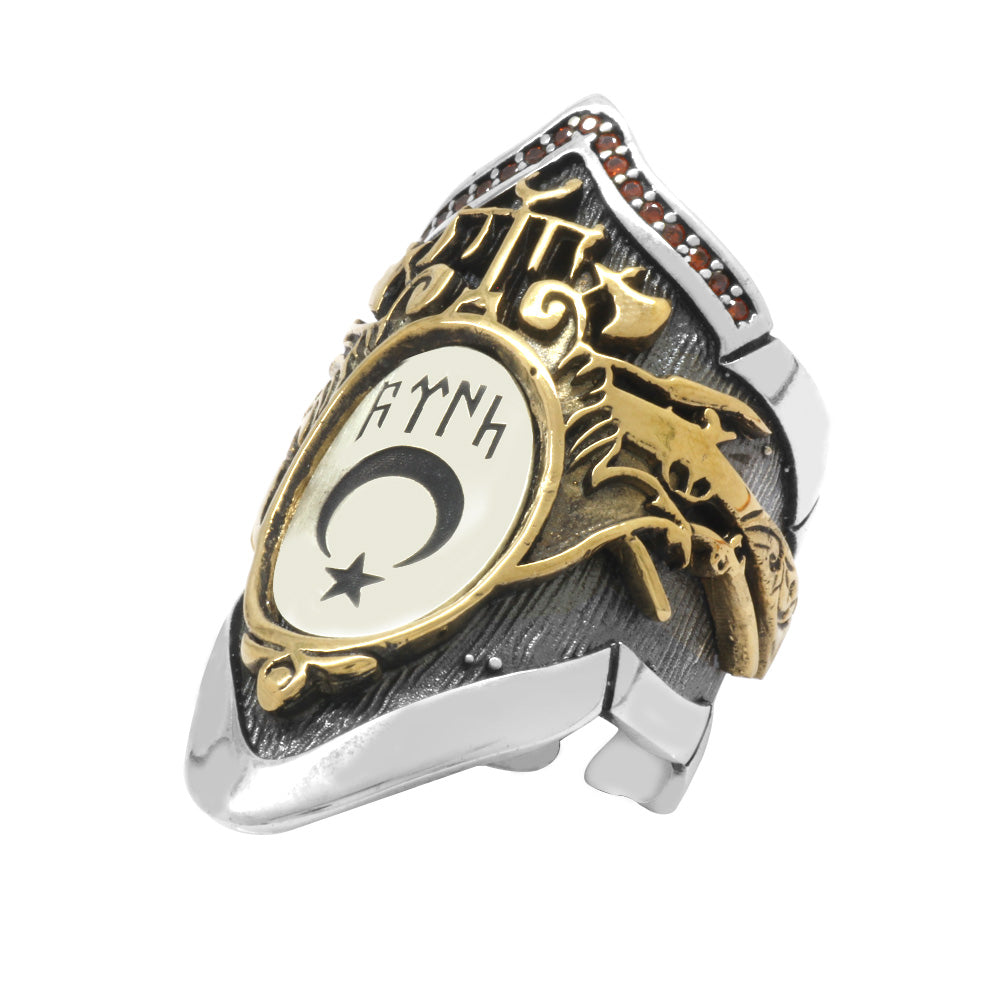 Star and Crescent 925 Sterling Silver Archer  Ring