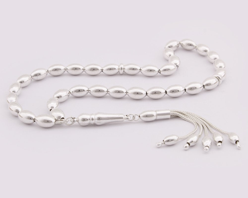 Barley Cut 925 Sterling Silver Rosary with Four Tassels
