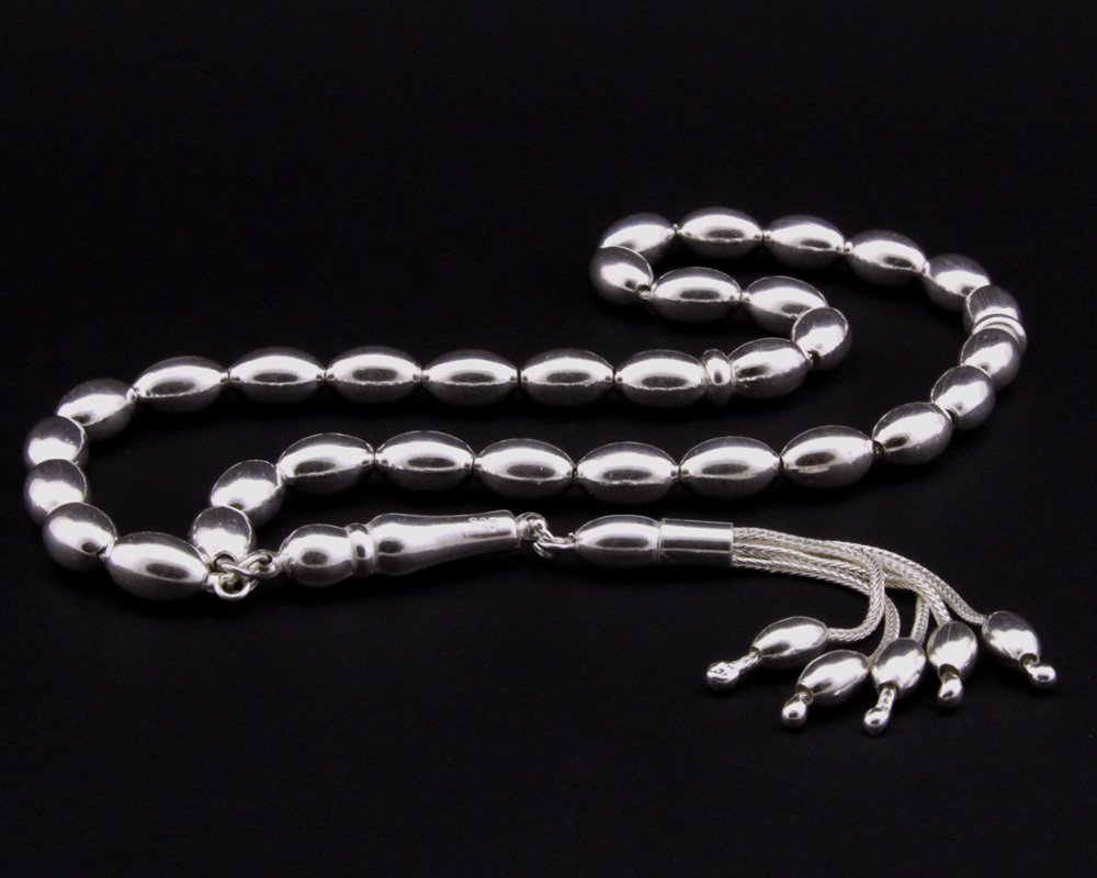 Barley Cut 925 Sterling Silver Rosary with Four Tassels 2