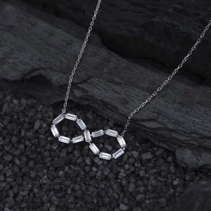 Ve Tesbih Baguette Stone Infinity Silver Necklace