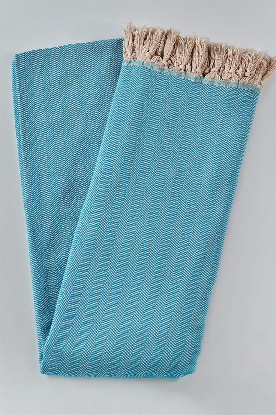 DENIZLI CONCEPT Herringbone Double Turquoise Bedspread