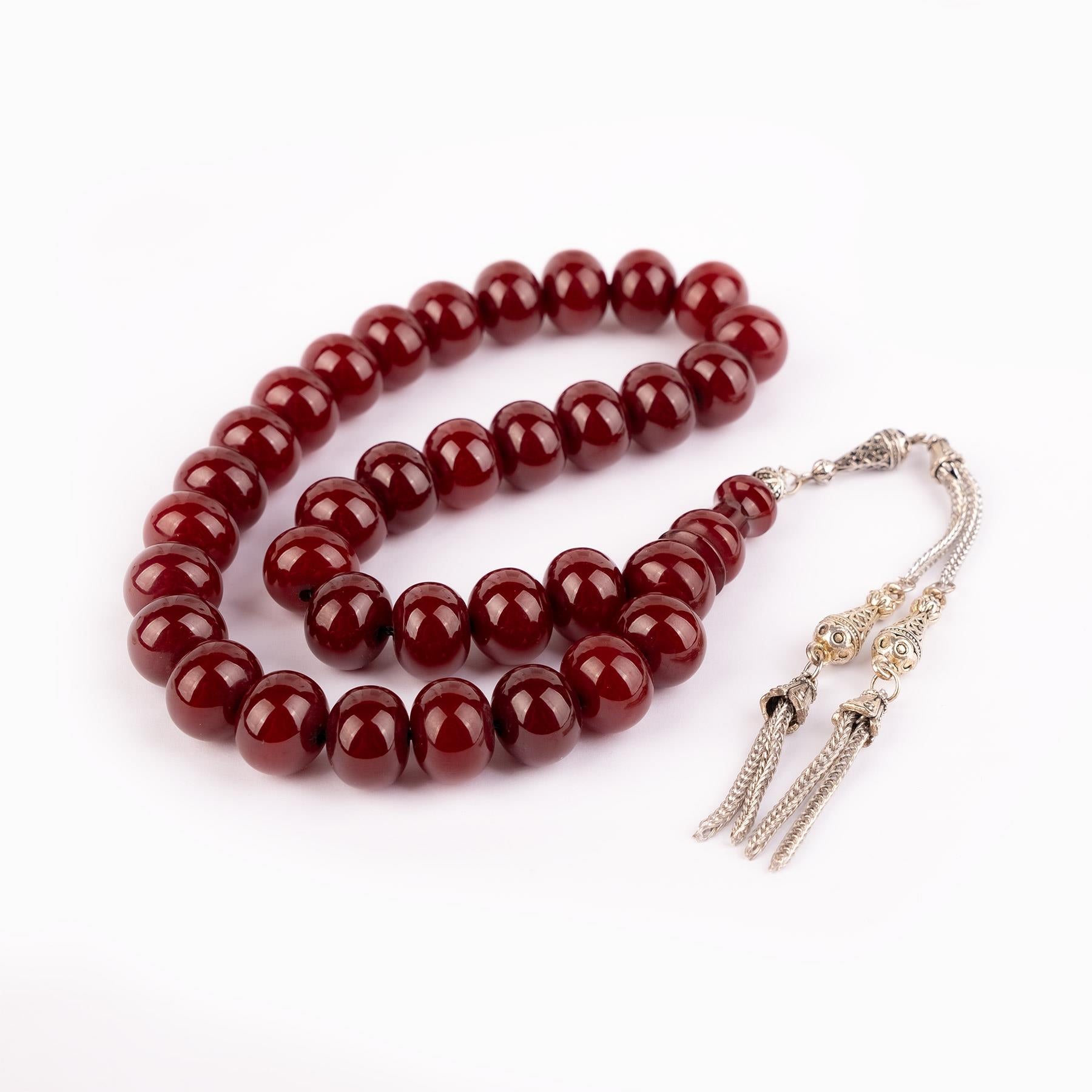 Ve Tesbih Crimped Amber Prayer Beads 4