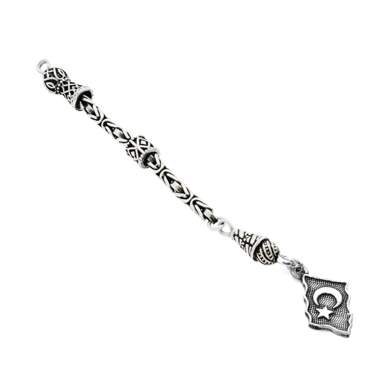 925 Sterling Silver Tassel with Flag Pattern King Chain