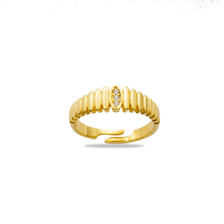  Ladder Design Gold Color Free Size 925 Sterling Silver Women's Ring