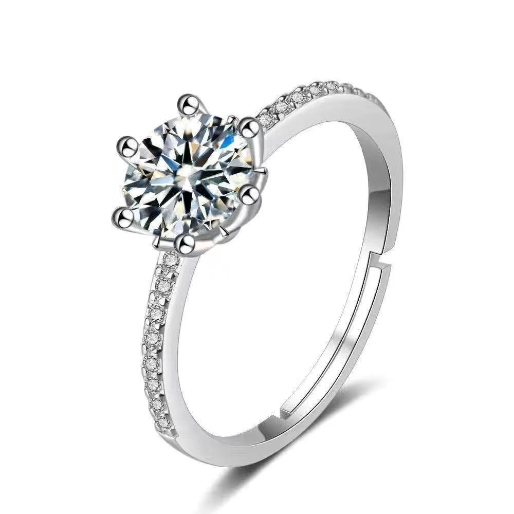 Silver Metal Women Solitaire Ring with White Zircon Stone