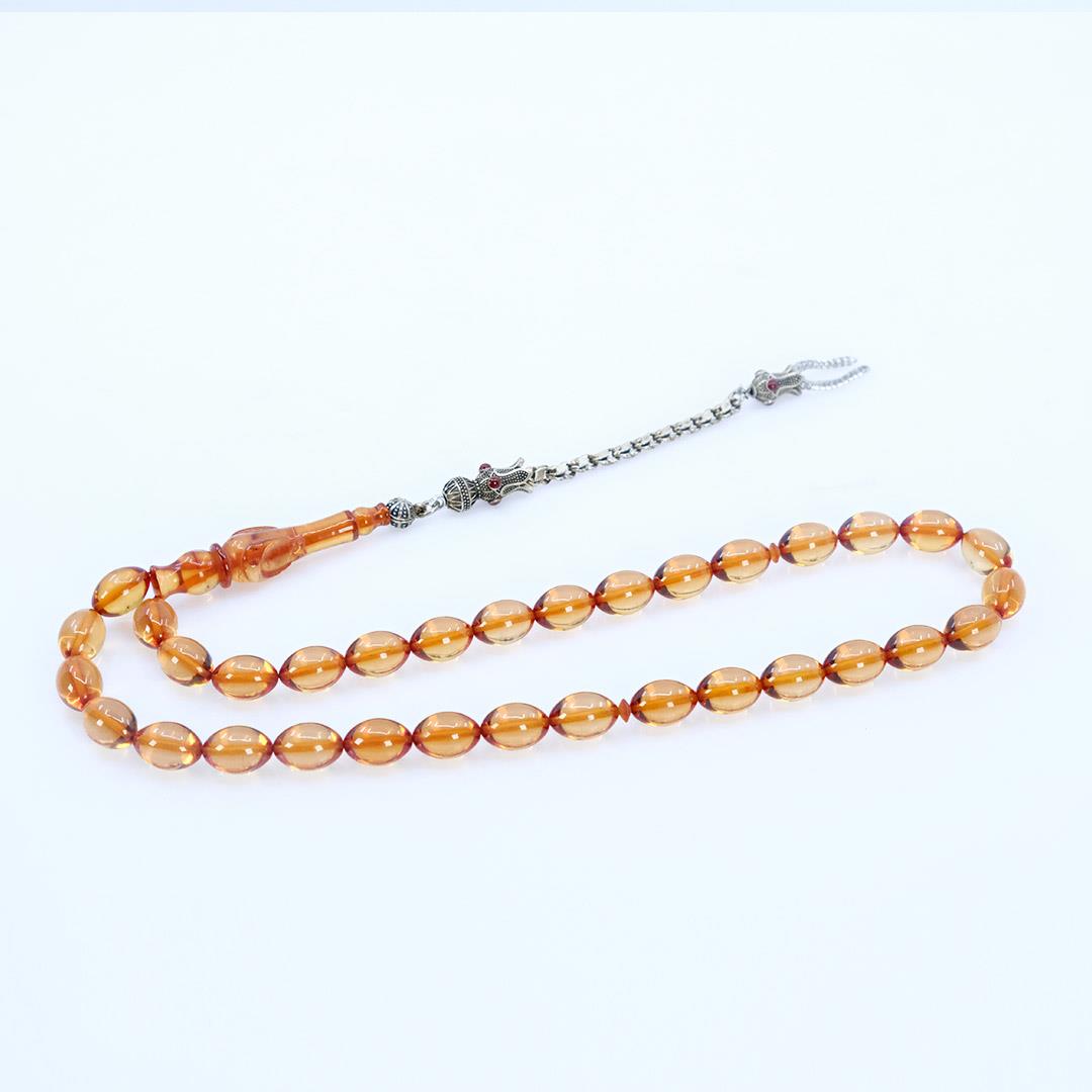 Solid Cut Fire Amber Rosary 