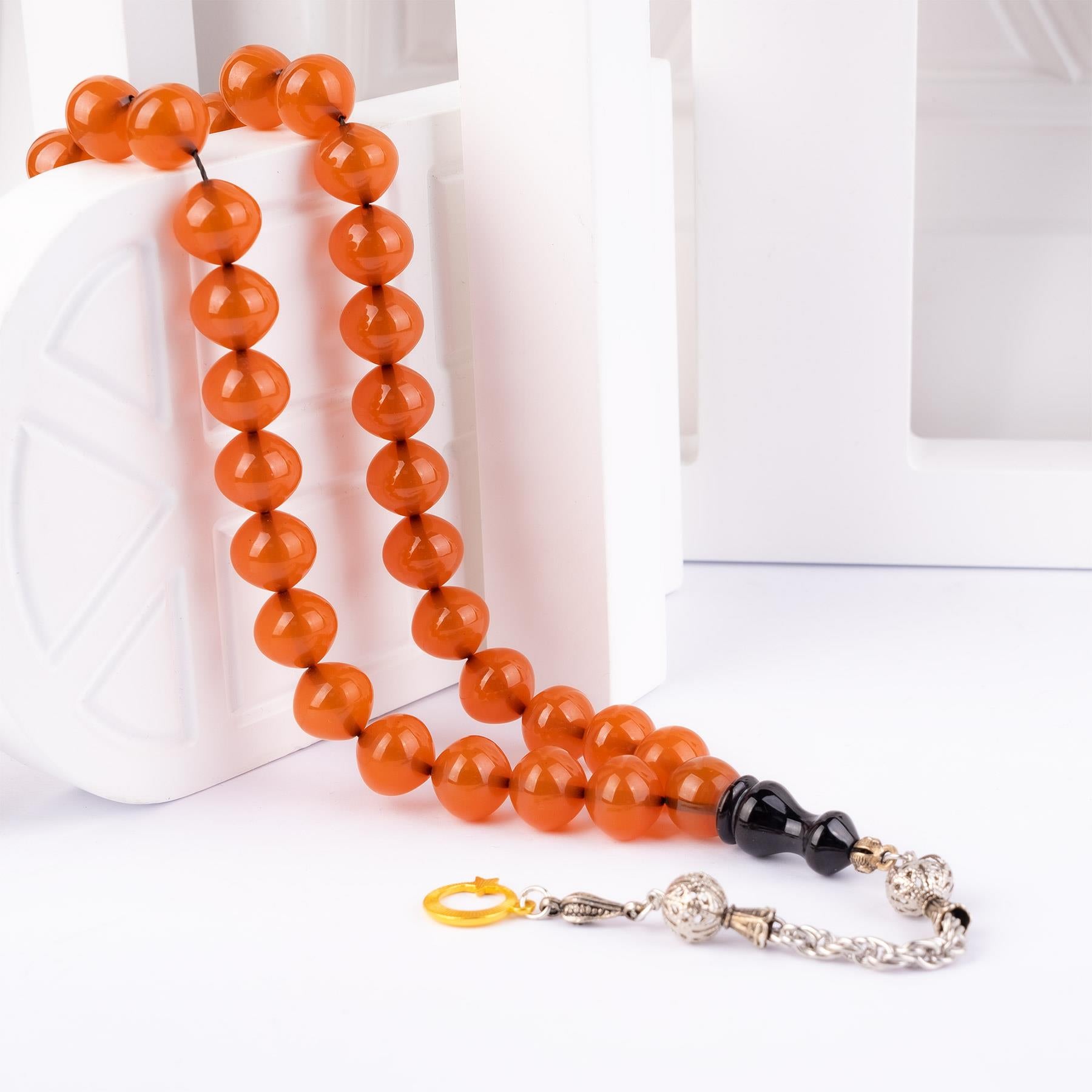 Ve Tesbih Solid Cut and Pressed Amber Prayer Beads 1