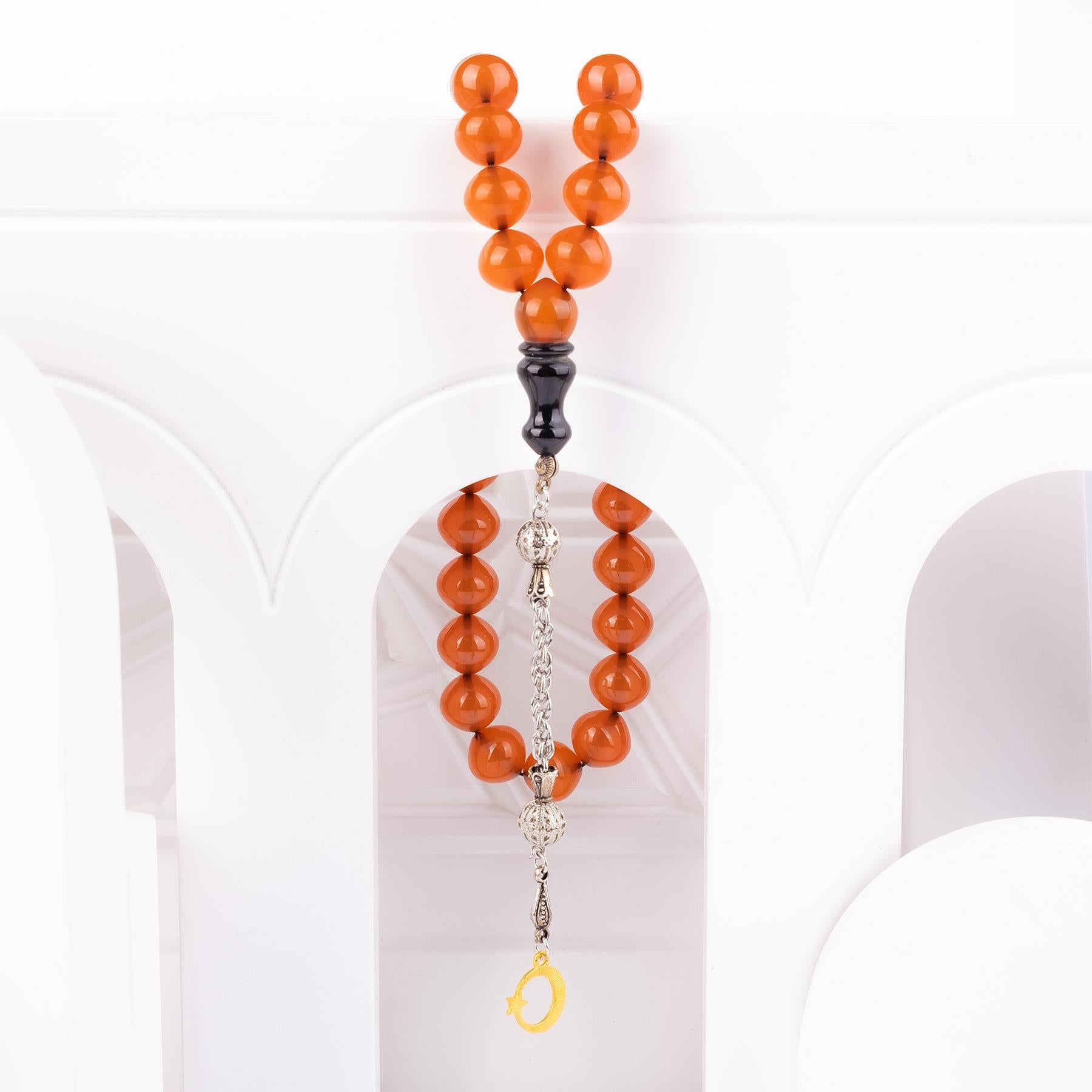 Ve Tesbih Solid Cut and Pressed Amber Prayer Beads 2