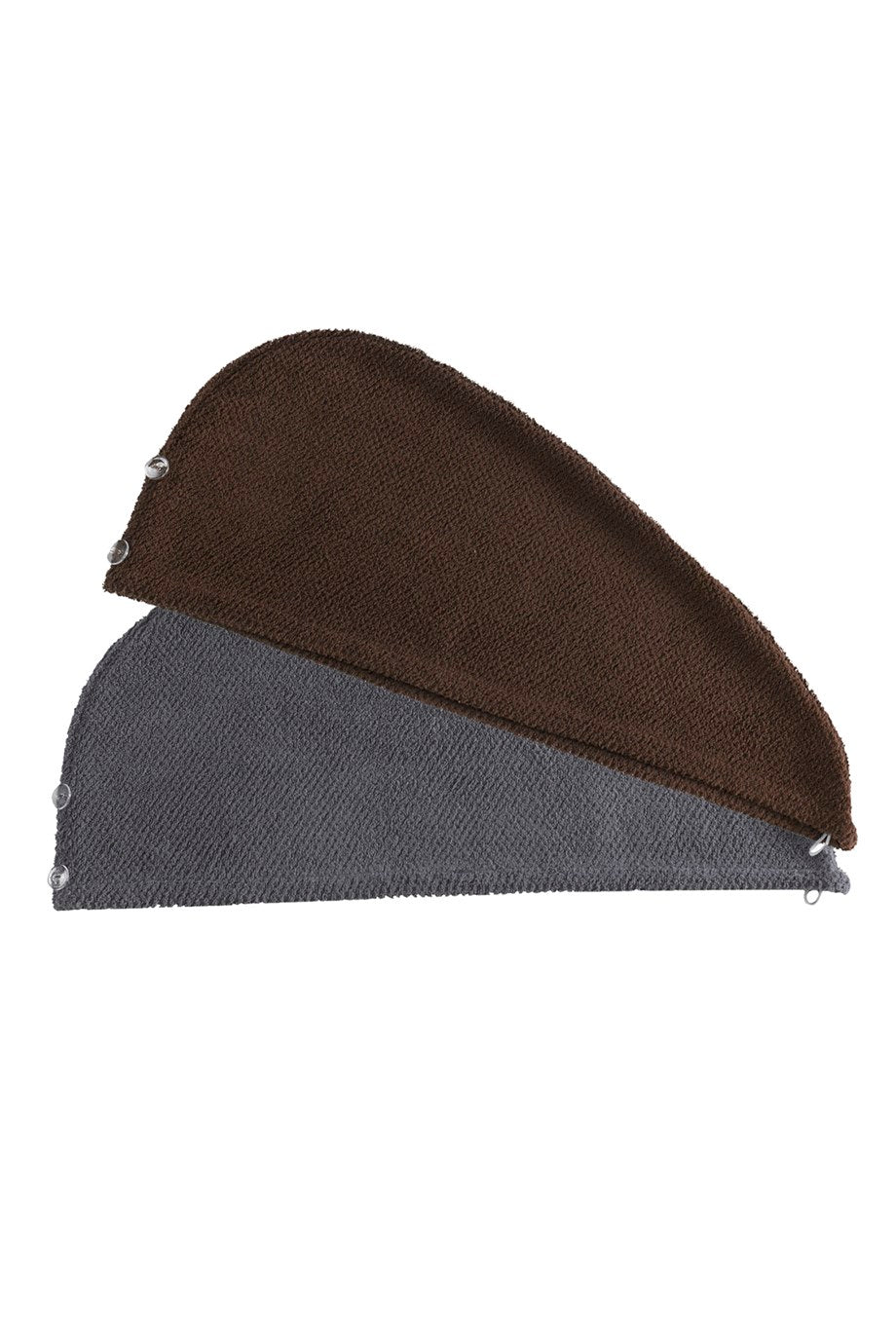 DENIZLI CONCEPT Bonnet Set of 2 Hair Towels Gray-Brown