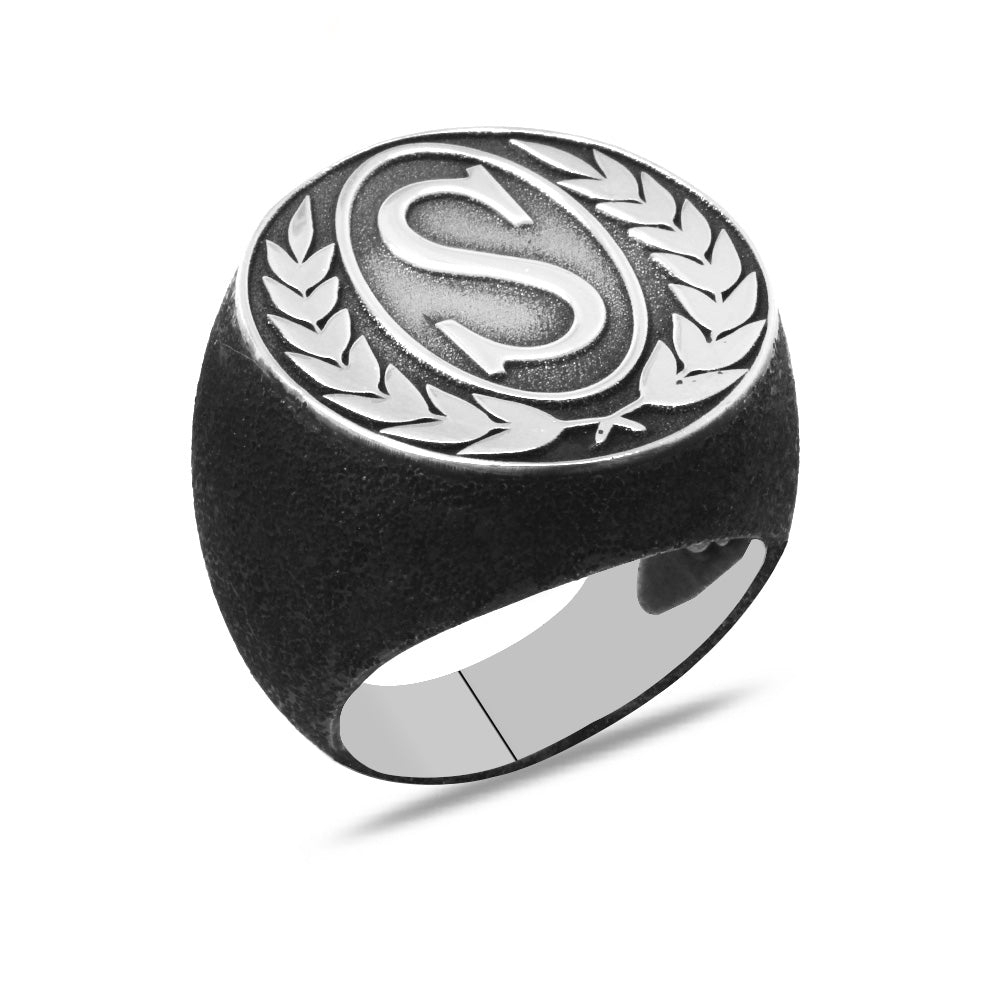 925 Sterling Silver Men's Ring with Personalized Letters