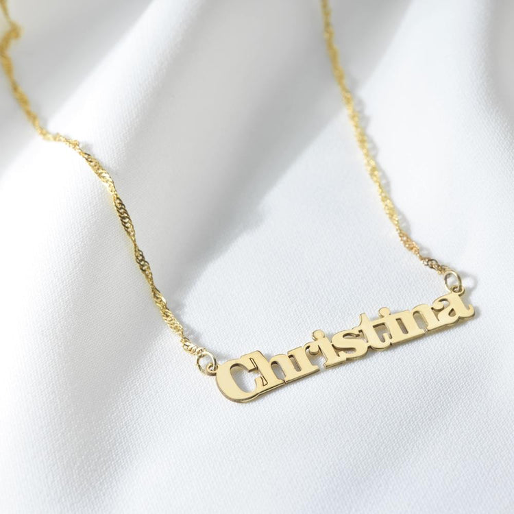 Ve Tesbih Silver Name Necklace with Twist Chain 1