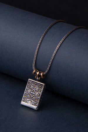 Cevşen Container Black Onyx Stone Silver Necklace Mini Size 2
