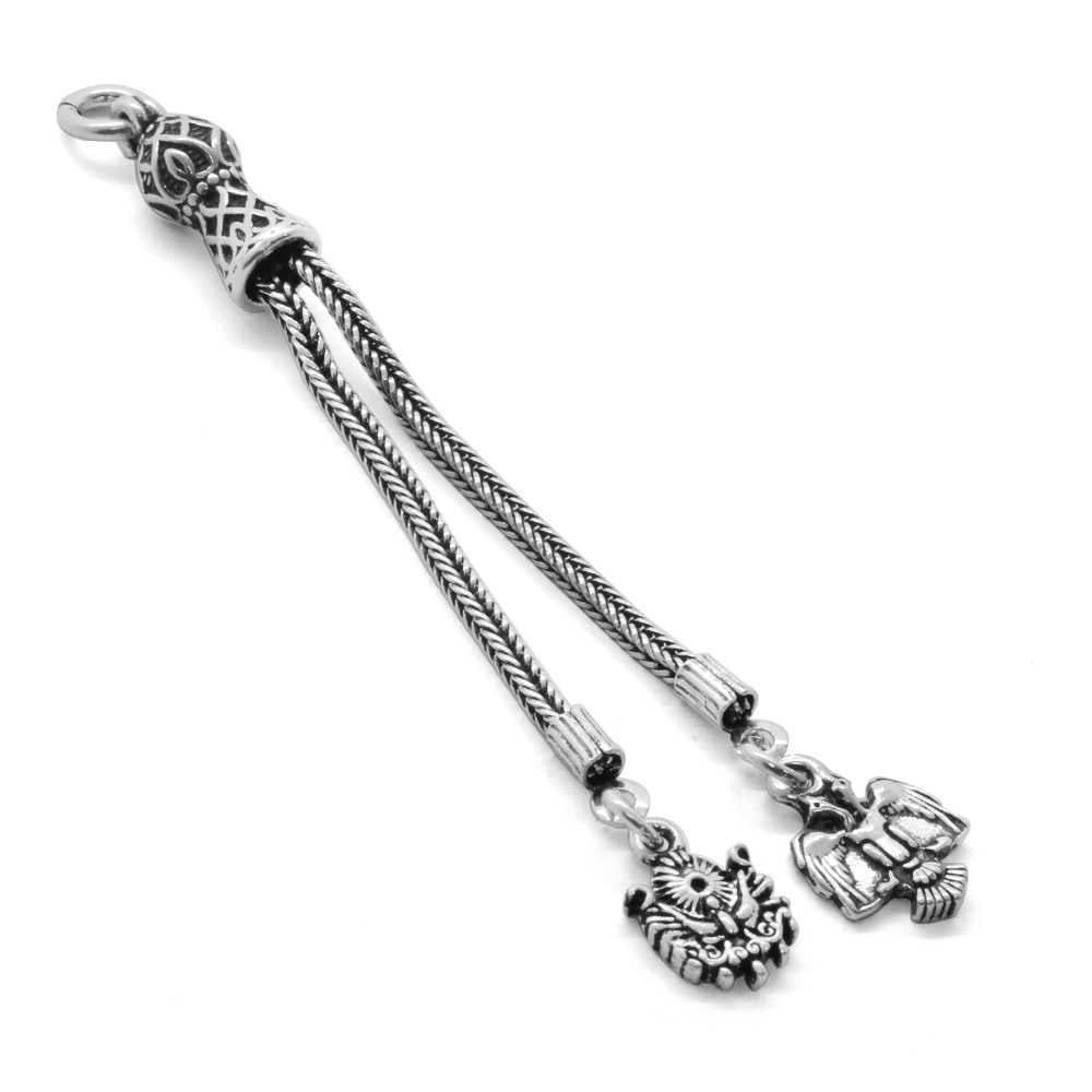 Double Headed Eagle-Arms Design 2 Pack Whips 925 Sterling Silver Tassel