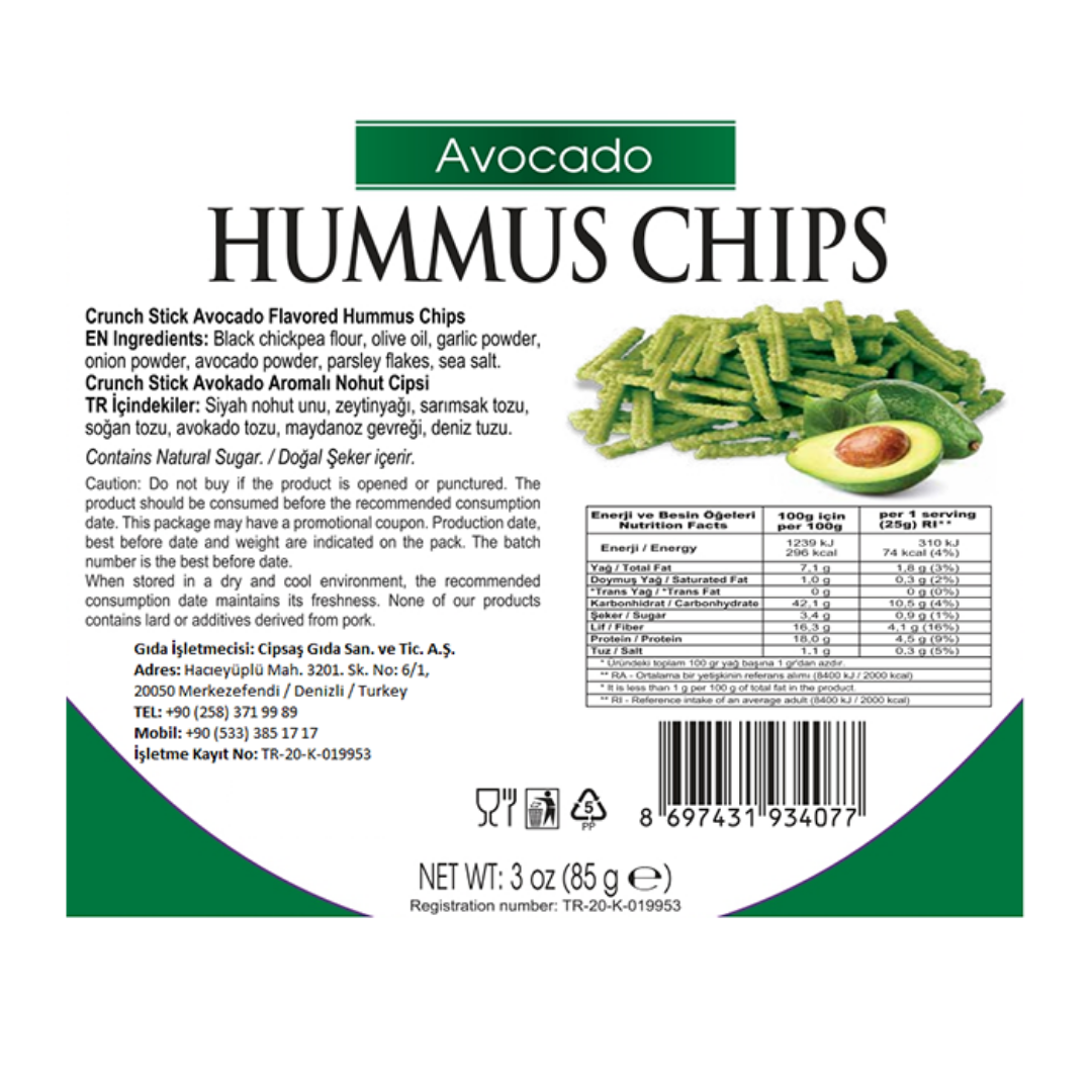 Cipsaş Avocado Flavored Chickpea Chips 85g 2