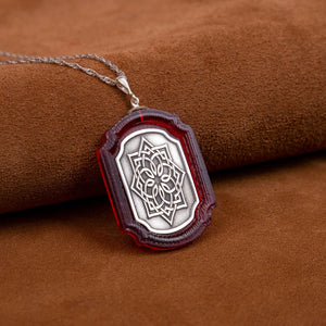 Ayat Al Kursi 925 Sterling Silver Necklace with Amber Stone 1