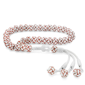 Wrist Length Red-White 1000 Sterling Silver Kazaz Rosary