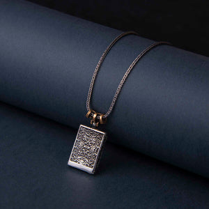 Elif Vav Embroidered Cevşen Medallion Silver Necklace Mini Size 2