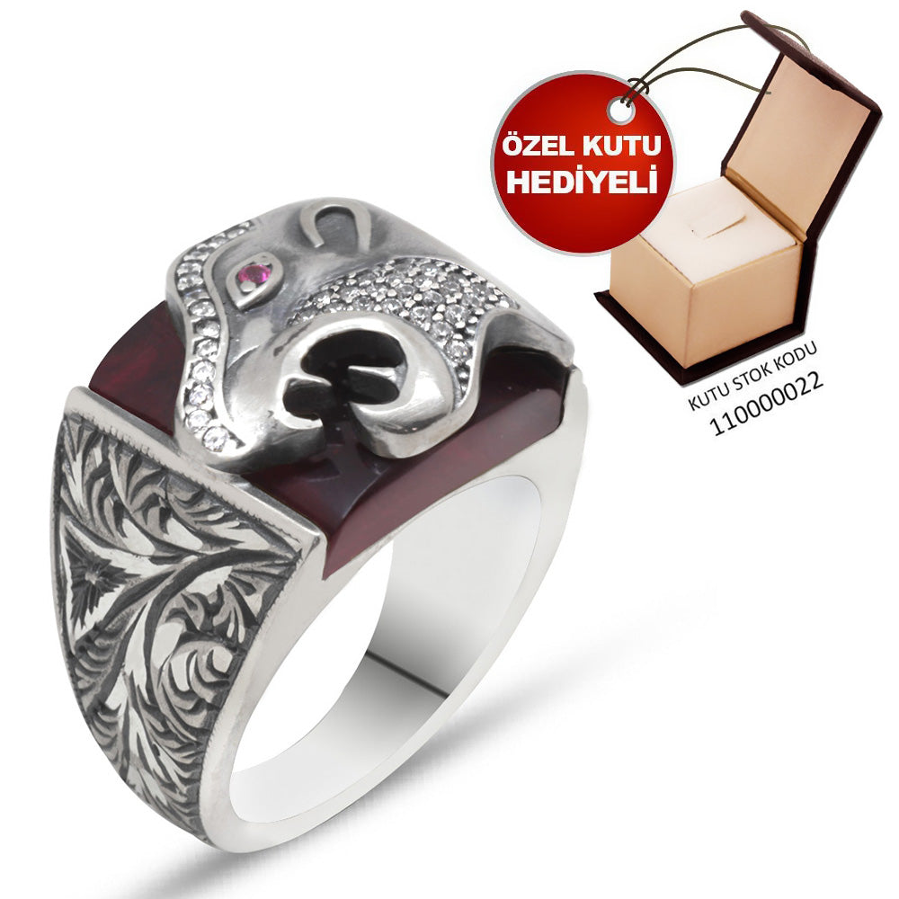 Erzurum Tiger Silver Ring with Clustered Amber Stone 2
