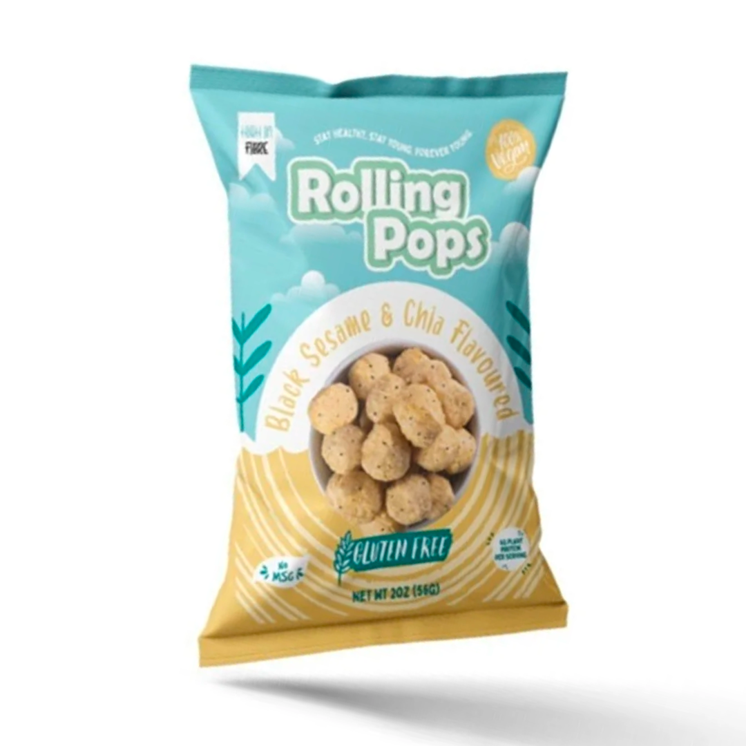 Rolling Pops Chickpea Chips with Black Seed and Chia 56g