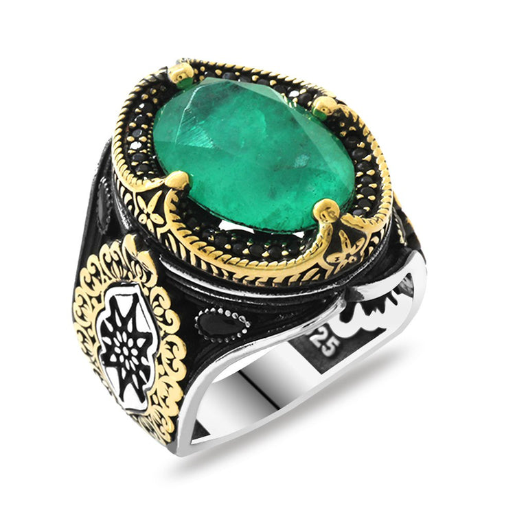 Paraiba Stone 925 Sterling Silver Men's Ring