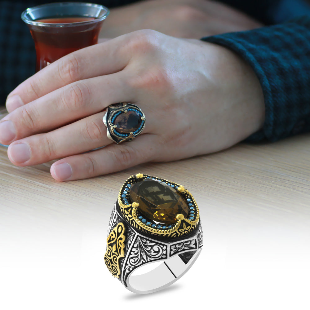 925 Sterling Silver Men Ring with Zultanite Stone