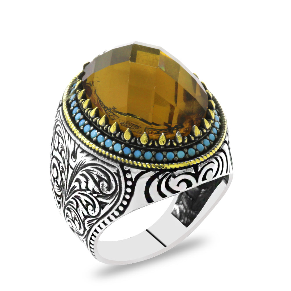 925 Sterling Silver Men Ring with Zultanite Stone