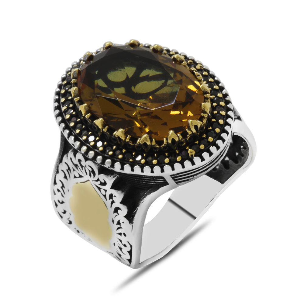 Silver Ring with Zultanite Stone and Micro Stone on the Sides